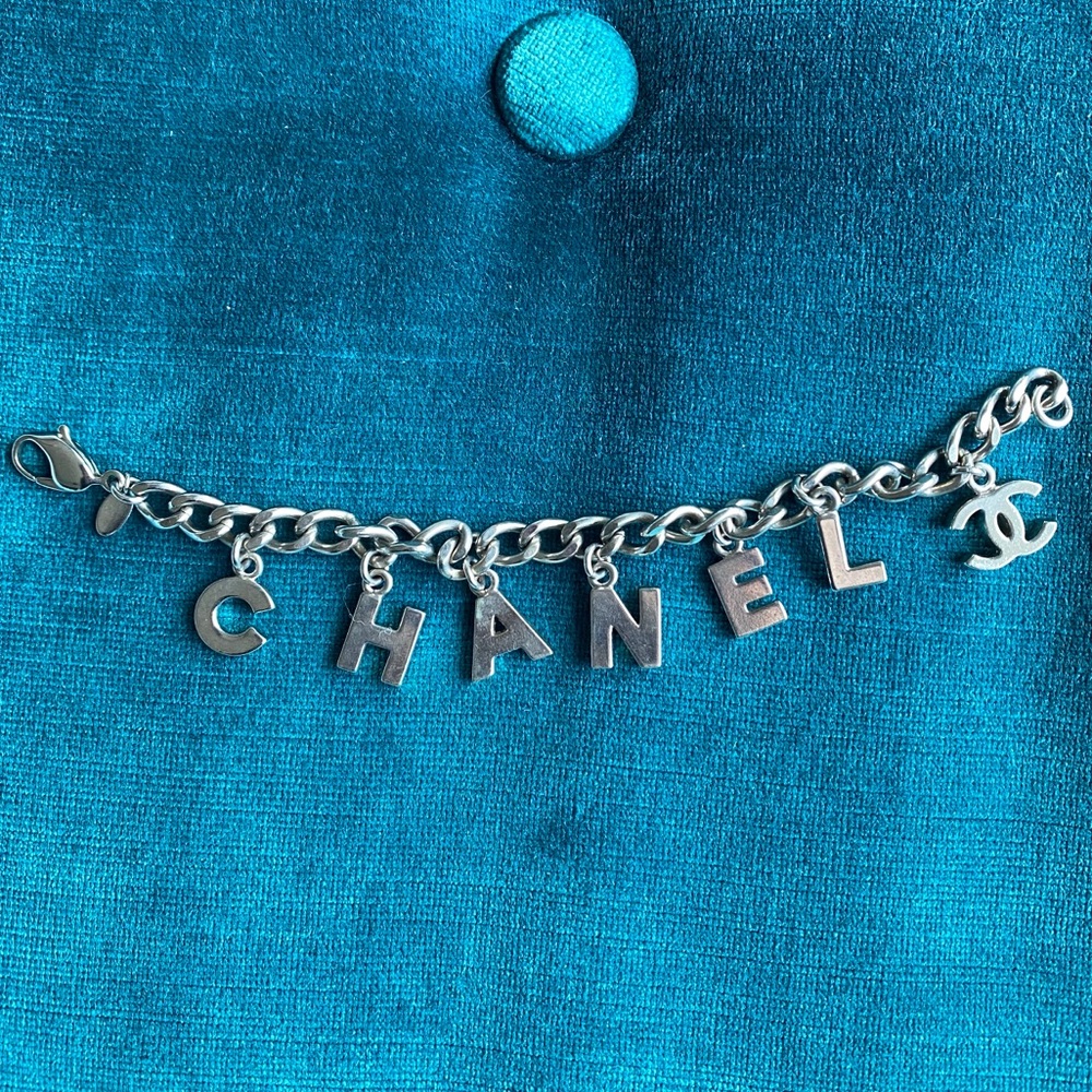 CHANEL Charm Bracelet - Silver Tone - Authentic
